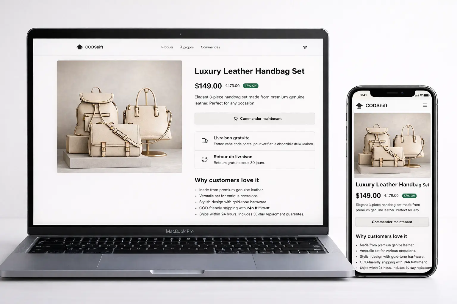 CODShift dashboard preview — light theme